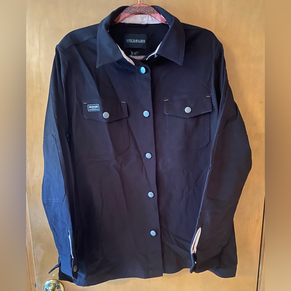 Wildfang Black Women’s The Essential Shacket / Jacket NWT Pink Stripe Details